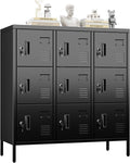 Aobabo 9 Doors Steel Storage Locker Cabinet for Employees, Metal Locker for School Office Gym Bedroom, Industrial Storage, Black, Assembly Required