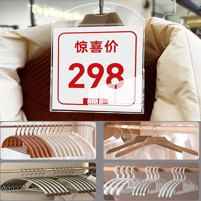 10 Pack Label Holder Price Tag Displays Sign Holder Data Card Holder Ads Display Stand for Retail Store Clothing Price Tag (L 100*100*55mm/3.94*3.94*2.17inches)