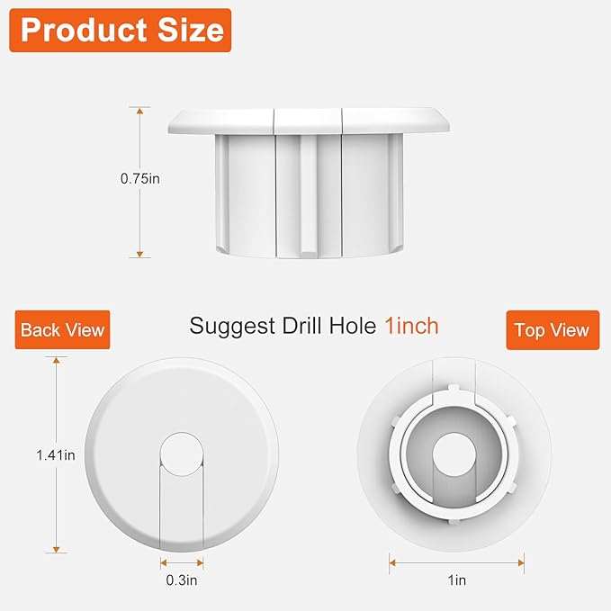 Wall Bushing Grommet for Starlink Dishy Router Ethernet Adapter Cable, Starlink Cable Routing Kit Feed-Through for 1 inch Wall Hole and Furnitures Wire Hole (White, 3 Pack)