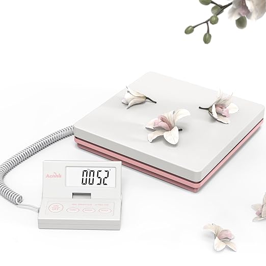 Postal Scales for Shipping, 110LB(50KG) Scale for Package, Three Functions: Tare,Mode and Hold, Individual Flexible Panel,with Manual and Adapter