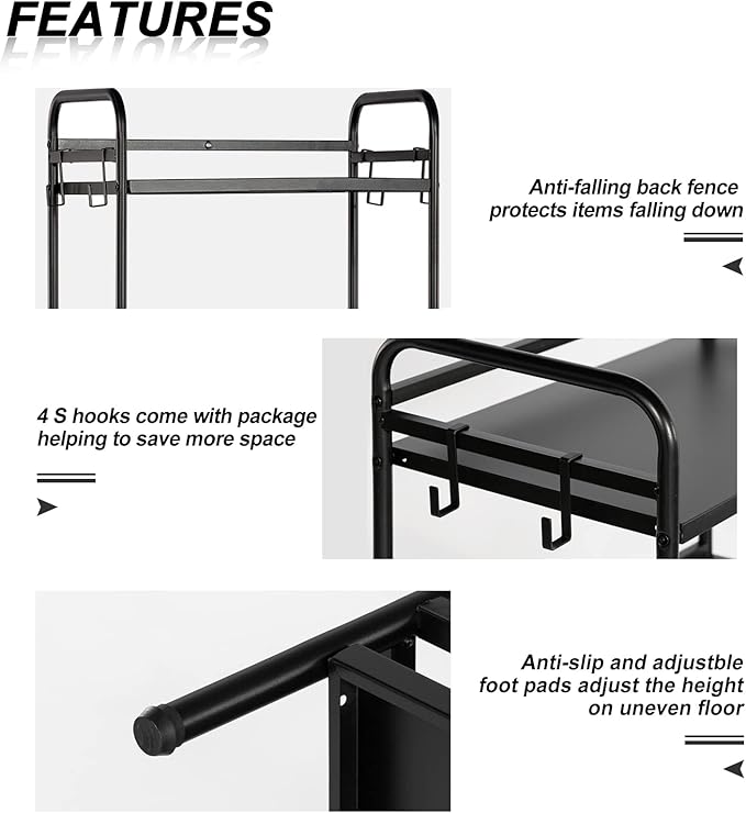 HDANI Storage Shelves, 4-Tier Metal Storage Rack with Shelf,Shelf Organizer,Garage Standing Shelving Unit for Laundry,Bathroom,Kitchen,Pantry, Closet,23.6''W X 13.8''D X 50 H'',Black