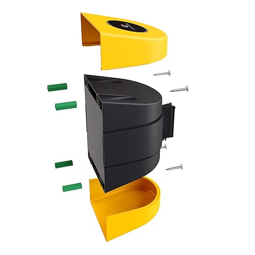 Crowd Control Warehouse - CCW Series WMB-220 Fixed Wall Mount Retractable Belt Barrier - 15 Foot, Caution Do Not Enter Belt with Yellow ABS Case