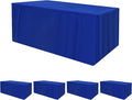 HolidayIdeas Fitted Royal Blue Table Covers - 96 x 30 Inch - 4 Pack Rectangle 8ft Tablecloths, Polyester Fabric Table Cloth for Parties, Trade Show, Farmers Market