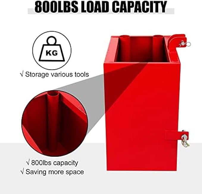 3 Point Hitch Ballast Box, 800 Lbs Tractor Ballast Box with 2'' Quick Hitch Receiver for 3 Point Category 1 Tractors, Loaders and Skid Steers,Red