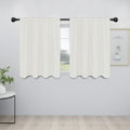 Easy-Going Rod Pocket Blackout Curtains for Bedroom, Room Darkening Window Curtains for Living Room, Thermal Insulated Noise Reduction Solid Window Drapes, 2 Panels(42x36 in, Ivory)