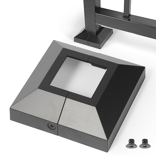 2.0"x2.0"（Actual: 2.0"x2.0"） Deck Post Base Cover Decorative Post Base Trim Skirt Black Aluminum 4Pack