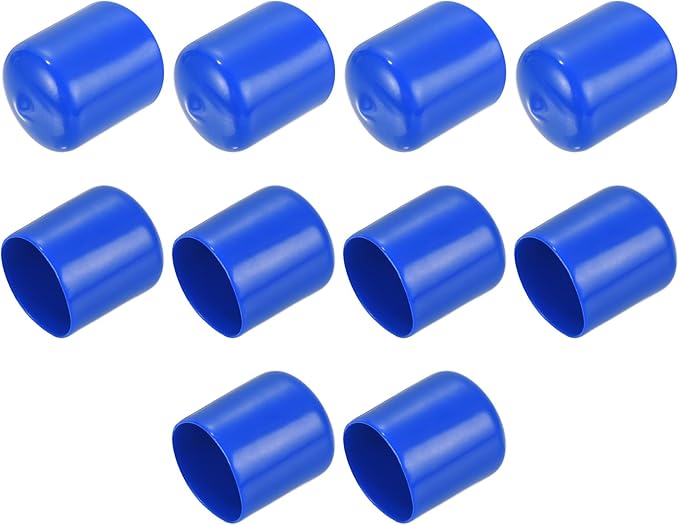 uxcell 10pcs Rubber End Caps 23mm ID Vinyl Round Tube Bolt Cap Cover Screw Thread Protectors Blue