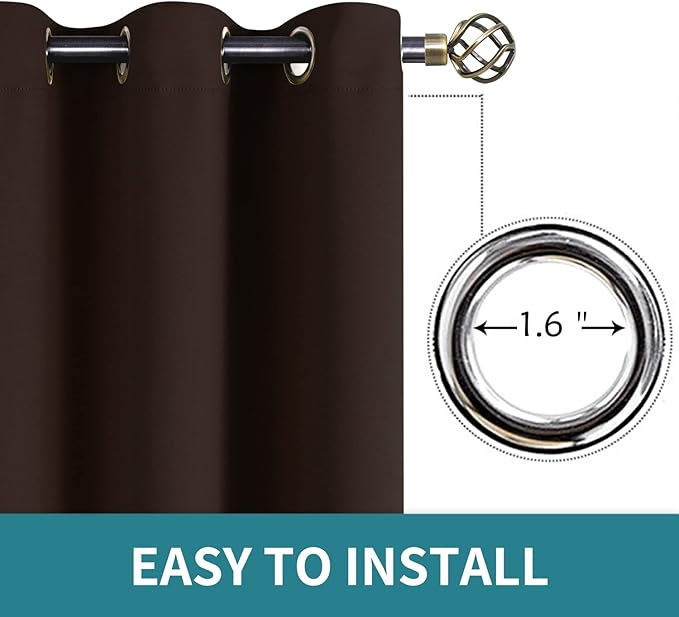 BGment Brown Sliding Door Curtain 96 Inch Long - Wide Room Darkening Room Divider Curtain for Bedroom Privacy Themral Insulated Grommet Room Separator Drape, 1 Panel, 100 X 96