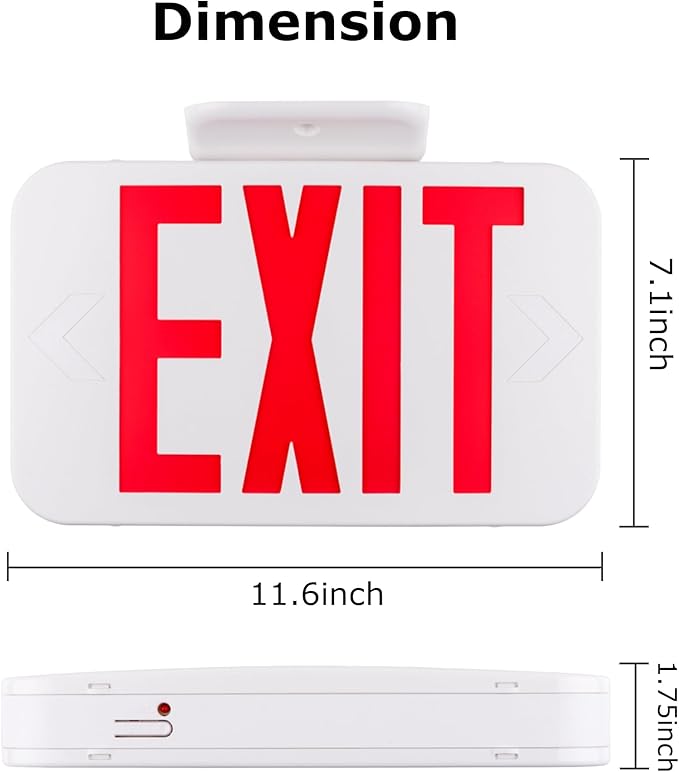 LIT-PaTH LED EXIT Sign, Emergency light with Double Face and Back Up Batteries- US Standard Red Letter Exit Lighting, UL 924 and CEC Qualified, 120-277 Voltage, 12-Pack
