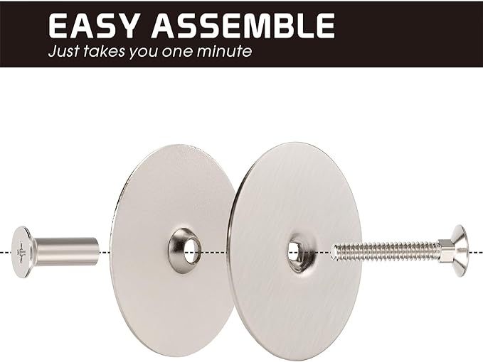 Door Hole Cover Plate, 2-5/8" Diameter Solid Steel, Hole Filler Plate (2, Satin Nickel)