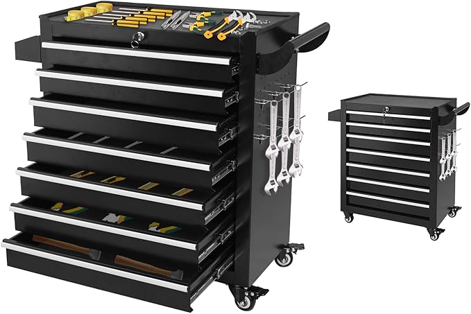 7-Drawer Tool Chest on Wheels, Rolling Metal Toolbox with Wheels & Drawers, Tool Cart Cabinet, Suitable for Garage, Moving/Gift/Daily Use ﻿