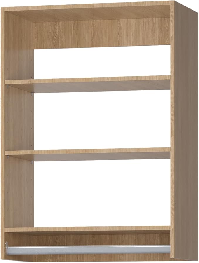 Medium Double Hanging Closet Unit, Modular Closet System, Wood Closet System Organizer with Storage for Walk In Closets, Clothing Rack Closet for Hanging Clothes, Bedroom, Wood, 19.5"W