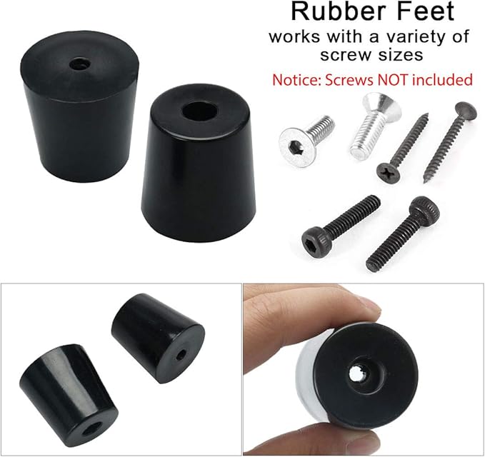 uxcell 4pcs Rubber Feet Bumper Buffer Feet Furniture Table Desk Cabinet Leg Pads Anti-slip with Metal Washer, D49x40xH50mm