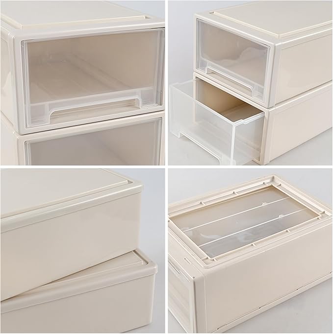 13 Quarts 3 Packs Plastic Stacking Storage Drawers, Plastic Storage Drawer Unit
