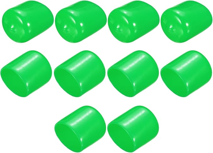 uxcell 10pcs Rubber End Caps 25mm(1") ID Vinyl Round End Cap Cover Screw Thread Protectors Green