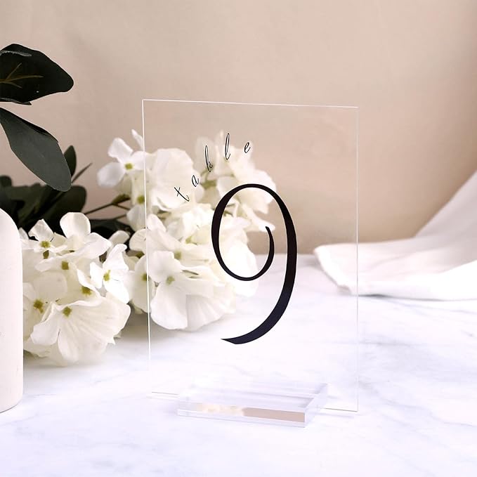 UNIQOOO 3" Clear Acrylic Stand |60 Pack 3mm Slot Wedding Sign Holders, Perfect for Wedding, Table Number, Exhibition, Office, Restaurant, Business