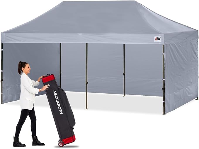 ABCCANOPY Heavy Duty Easy Pop up Canopy Tent with Sidewalls 10x20, Gray