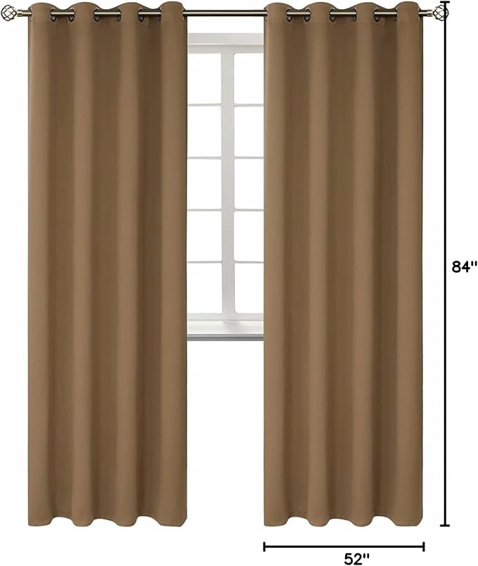 BGment Blackout Curtains for Living Room - Grommet Thermal Insulated Room Darkening Curtains for Bedroom, 2 Panels of 52 x 84 Inch, Taupe