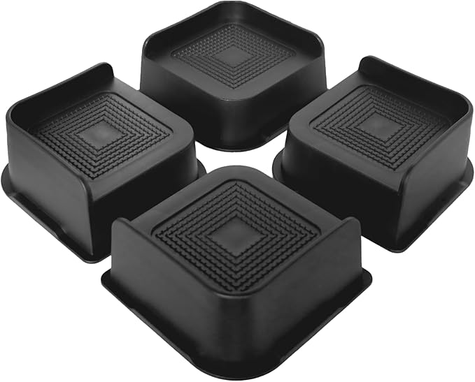Bed Risers 2 inch Heavy Duty, Oversized Furniture Riser with Non-Slip Base for Sofa Couch Chair Desk Table Leg Dorm Bed Frame Lifts Risers Blocks Supports Up to 6,500 Lbs (Black 4 Pack)