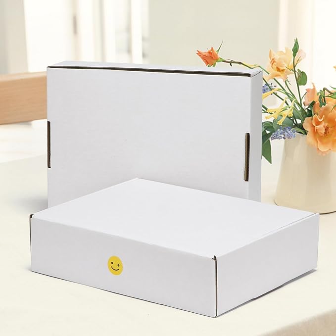 HORLIMER 12x9x3 inches Shipping Boxes Set of 50, White Medium Corrugated Cardboard Box Literature Mailer