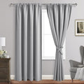 JIUZHEN Silver Grey Curtains for Living Room - Thermal Insulated Blackout Curtains with Tiebacks 2 Panels, Room Darkening Rod Pocket Curtains for Bedroom Office, 60 x 96 Inch Length