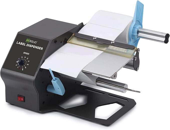 U.S. Solid Automatic Label Dispenser for Rolls and Fanfold Labels - Translucent and Opaque - Adjustable Speed - Core Sizes 1", 1.5", 3" - Width 0.2-7 in - Length 0.2 in-∞