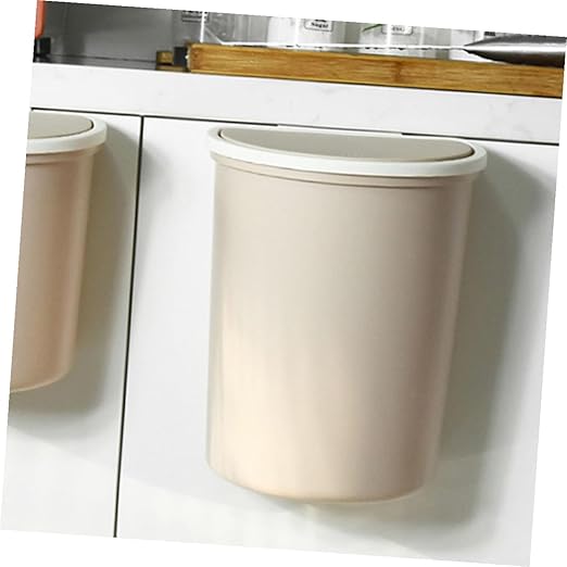 Hanging Wall-Mounted Trash Can Large Plastic Kitchen Waste Bin with Lid Practical Storage Container for Household Bedroom and Living Plastic Elegant Apricot Color