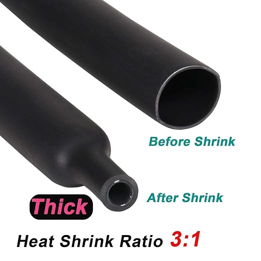 2 inch (Diameter) 3:1 Waterproof Heat Shrink Tubing Kit, Large Marine Dual Wall Adhesive Shrinkable Wire Wrap Tube, Insulation Sealing Wear-Resistant Cable Protector by YUKSY (4ft, Black)