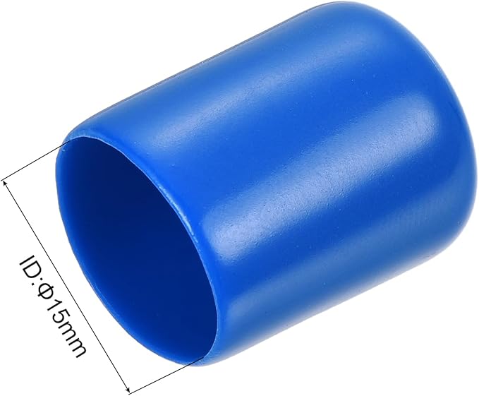 uxcell 10pcs Rubber End Caps 15mm ID Vinyl Round End Cap Cover Screw Thread Protectors Blue