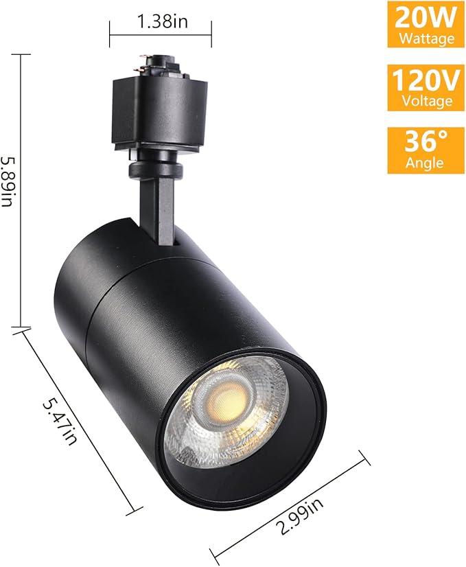 VANoopee 3-Color 20W H Track Lighting Heads Dimmable No Flicker Bright LED Track Lighting Fixtures for Accent Task Retail Kitchen Ceiling Track Light H Type Pack of 4 - CRI90+ 36° 2000lm Black