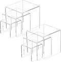 NIUBEE 2 Set Acrylic Risers Display for Funko POP Figures,Clear Cake Stands for Candy Dessert Table Decorations-3"x4"x5"
