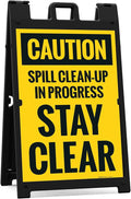 Caution Spill Cleanup in Progress Stay Clear Sidewalk Sign Kit, 24x36 Inches, with A Frame Stand, Made in USA