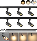 VANoopee 3-Color Zoomable 6 Light LED Track Lighting Kit with 6.6FT H Type Track Lighting Rail, LED Track Light Heads Dimmable Modern Kitchen Track Lighting Fixtures Ceiling Spotlight 10W 1000lm Black