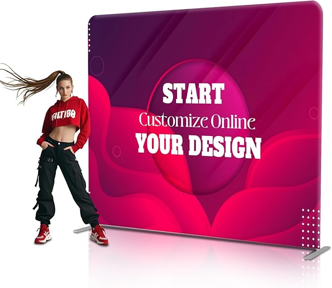 Custom Tension Fabric Display Backdrop Trade Show Backdrop Banner Stand for Weddings, Events, Booth (Double Sided Print 7.5x10 Ft)