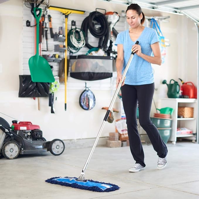 Nine Forty 24" Premium Nylon Dust Mop- Heavy Duty Mop Head for Industrial, Commercial, and Residential Cleaning - Dry Floor Duster for Hardwood Surfaces and Commercial Applications - Blue