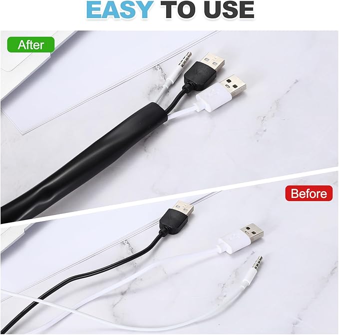 MECCANIXITY 10m PVC Cable Sleeve Tubing, 8mm PVC Tube Black Cord Organizer Wire Shielding Sheathing Wrap