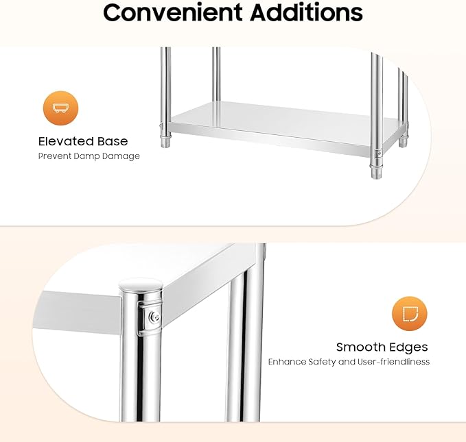 3 Tier Stainless Steel Shelves Heavy Duty Storage Rack Adjustable Kitchen Shelving Organizer with Strong Load Bearing for Garage Bathroom Office and Industrial Use