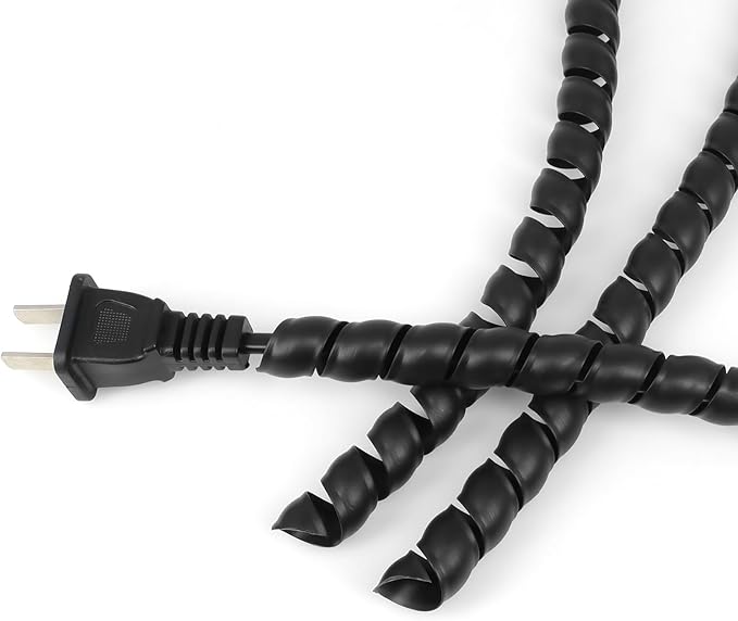 Spiral Wire Wrap, 9.84ft, 16.4ft, 33ft Spiral Cable Wrap Sleeve Hose for Computer, Power, Audio & Video Cords Stop Cord Tangle and Detangler (Black, 18mm (0.71")-9.84ft)