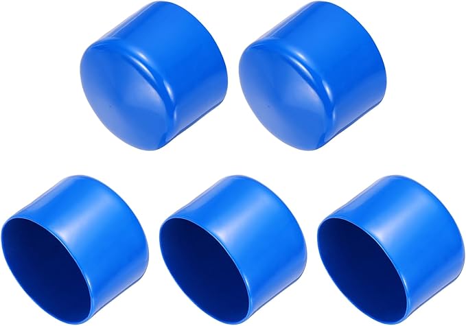 uxcell 5pcs Rubber End Caps 55mm(2.2 Inch) ID Vinyl PVC Round Tube Bolt Cap Cover Screw Thread Protectors Blue