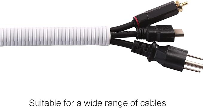 Alex Tech 25ft - 1/4 inch Split Wire Loom Tubing - White