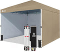 CROWN SHADES 10X10 Comercial Instant Canopy Pop Up Tent with Center Lock, 300D Fabric, 4 Sidewalls, Sto'N Go Bag, Beige