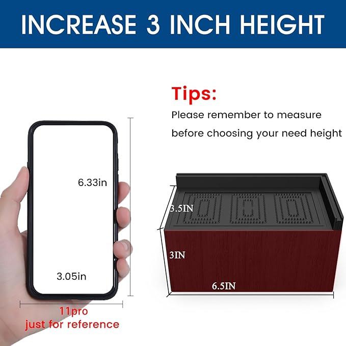 Bed Risers 3 inch, 11000lbs Heavy Duty Oversized Rectangle Bed Lfits Risers, L Shape Wide Opening Furniture Risers for Bed, Couch, Desk, Chair, Soft, Platform, Dorm