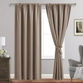 JIUZHEN Blackout Curtains for Bedroom - Thermal Insulated Room Darkening Noise Reducing, 52 x 96 Inch Length Curtains for Living Room, Set of 2 Panels with Tiebacks, Camel