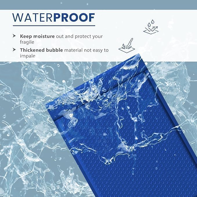 Royal Blue Large Poly Bubble Mailers 12x15 inch | Self Seal Padded Envelopes Cushioned Bubble Mailer | Usable Size 12x15 | WaterProof | Lightweight mailing Shipping Bags | 100 Pack Bulk