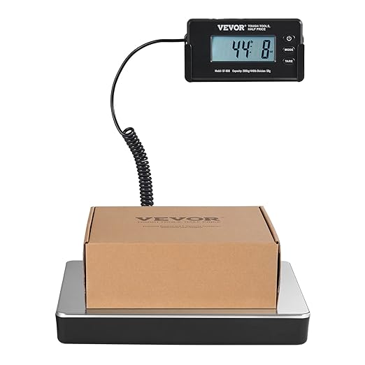 VEVOR Digital Shipping Scale, 440 lbs x 1.7 oz. Heavy Duty Postal Scale with Timer, Tare Function, HD LCD Screen Portable Package Scale for Luggage, Home, Post Office, AC/DC Powered, FCC Listed