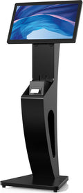 CTA Sleek Floor Stand Kiosk for Monitors – Sleek Floor Kiosk Stand with Printer Slot for Monitors 15" to 32" up to 60lbs - for Check-in Stations & POS Stations & More - Black (ADD-LDSLEEK)