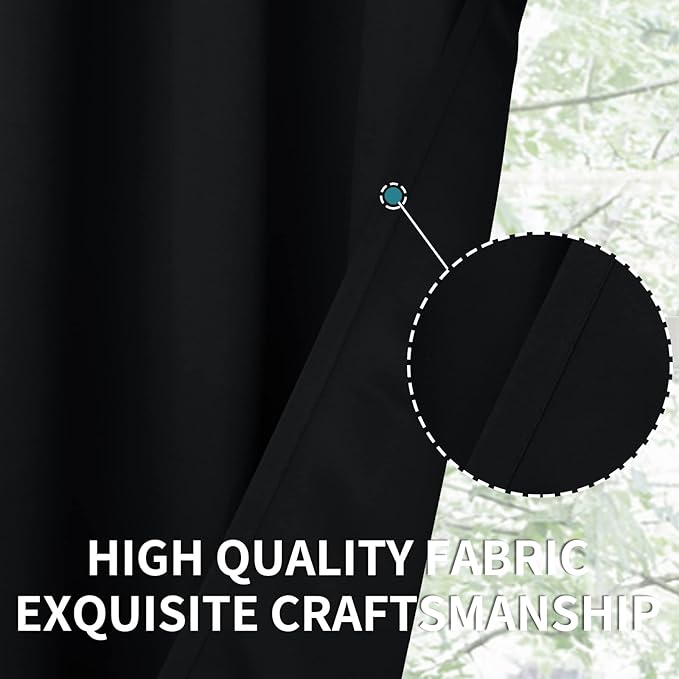 BGment Sliding Door Curtains for Living Room 1 Panel, Blackout Curtains 84 Inch Length Thermal Insulated and Soundproof Window Curtain Drapes for Bedroom, Black, Each Extra Wide Curtains 120 Inch