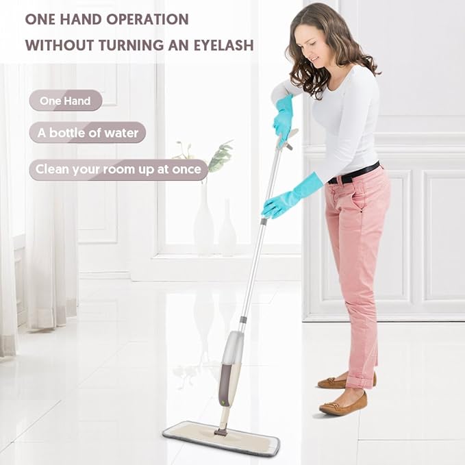 Spray Mops for Floor Cleaning: MEXERRIS Wet Mop with 3 Washable Pads for Swiffer Powermop - Floor Mop with Refillable Bottle - Home Commercial Dust Dry Mops for Hardwood Laminate Ceramic Tiles Wood