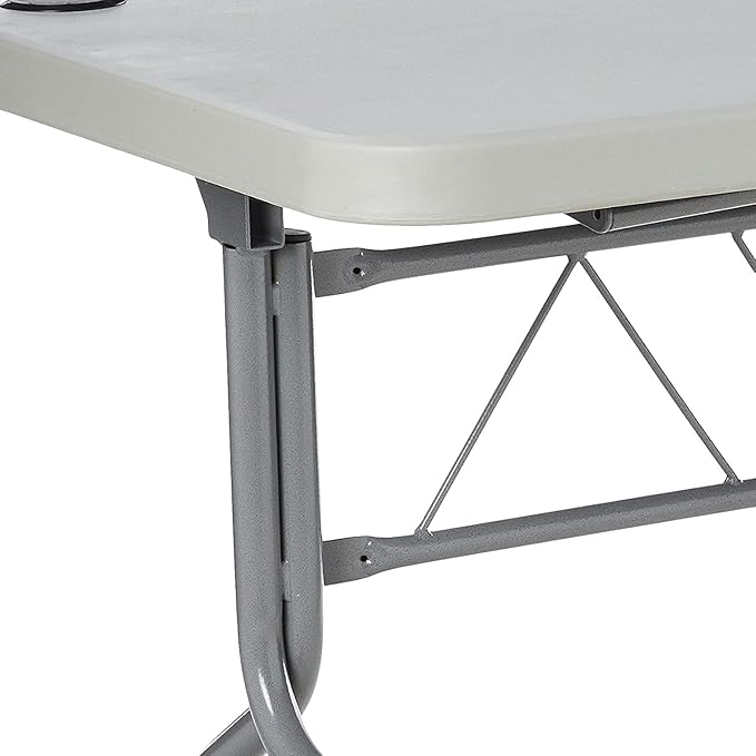 Office Star Resin Multipurpose Flip Training Table with Locking Casters for Home or Office, 4 Feet Light Gray