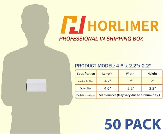 HORLIMER Shipping Boxes Set of 50, Small Corrugated Cardboard Box Literature Mailer, (White, 4.6" x 2.2" x 2.2")